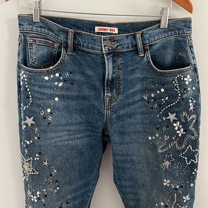 Johnny Was‎ the Boyfriend mid rise relax fit studded jeans